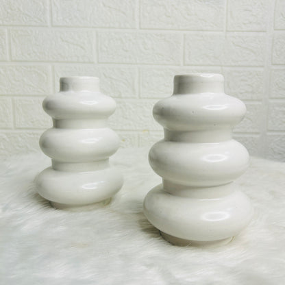 WHITE  SPIRAL VASE SET OF 1