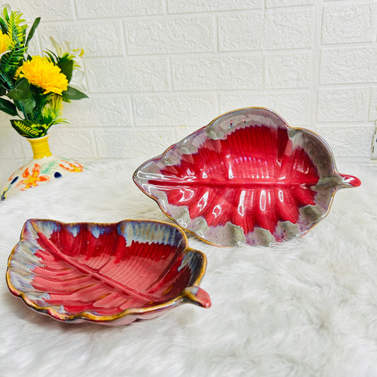 Large Red Leaf Platter  (Pack of 1)