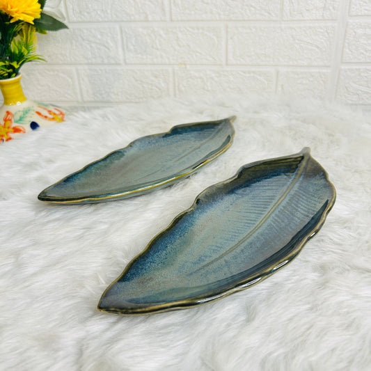Olive Green Long Leaf Platter (Pack of 1)