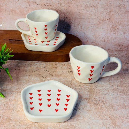 3D Red Heart Cup Saucer (Pack of 1)