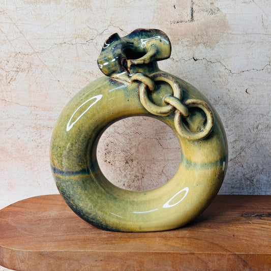 Mist Green Donut Vase with 3D Ring (Pack of 1)