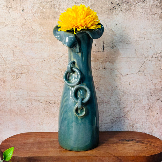 Blue Bottle Vase with 3D Ring (Pack of 1)