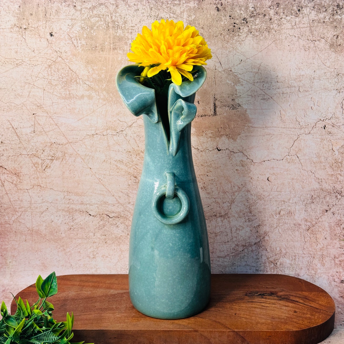 Blue Bottle Vase with Single 3D Ring (Pack of 1)