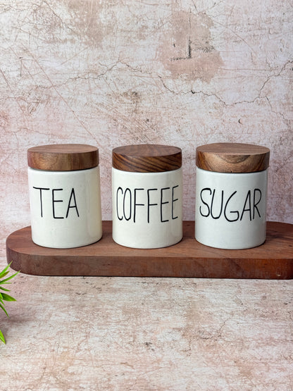 Tea Coffee Sugar Airtight Set  (Pack of 3)