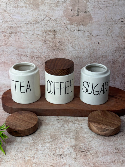 Tea Coffee Sugar Airtight Set  (Pack of 3)