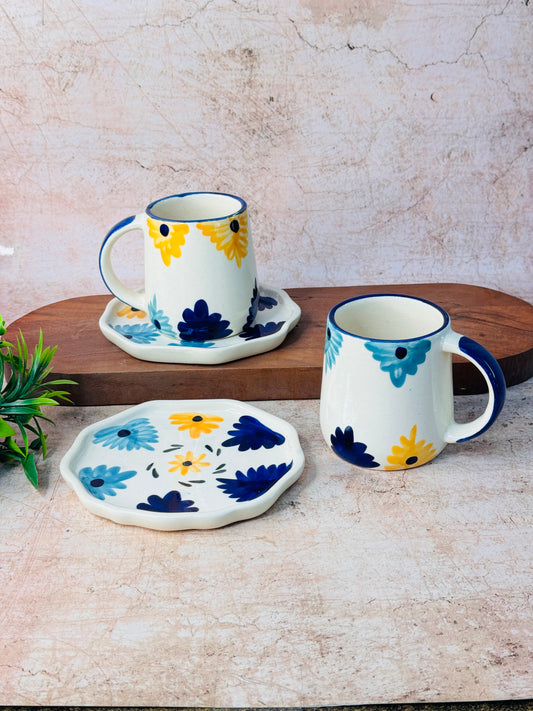 Flower Set (Pack of Mug & Snack Plate 5.5 inch)