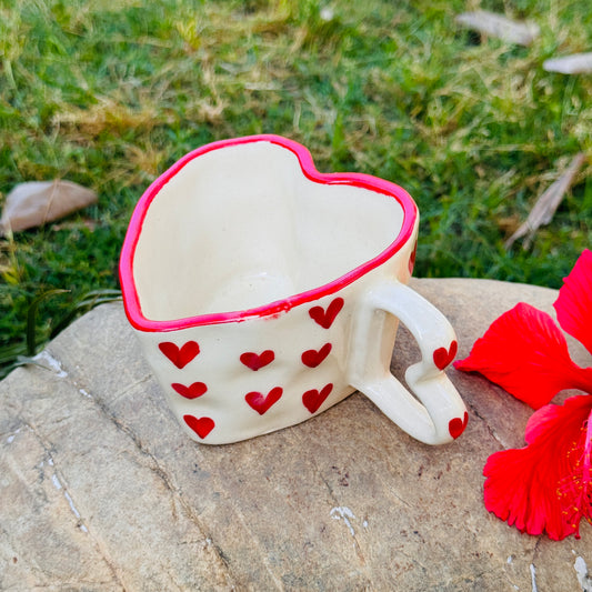 Heart of Love - White Heart Shaped Mug