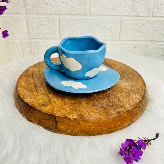 Sky Blue Cloud Cup Saucer (Pack  of 1)