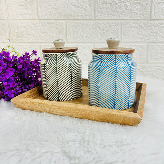 Zebra Jar Set with Tray (Pack of 2)