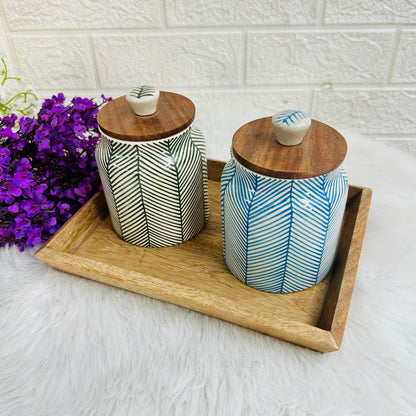 Zebra Jar Set with Tray (Pack of 2)