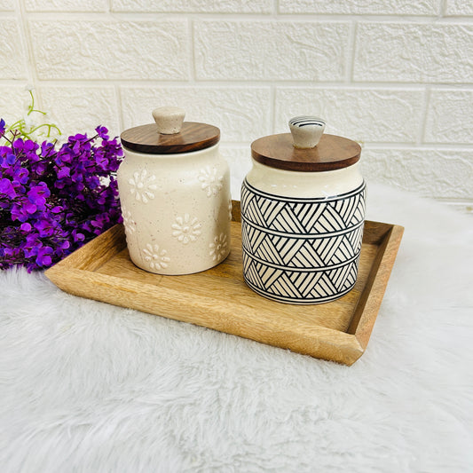 Bloom Jar Set with Tray(Pack of 2)