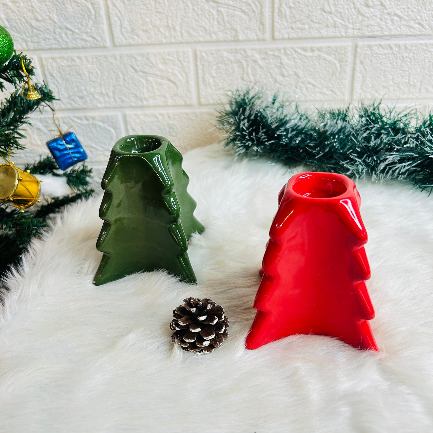 CHRISTMAS TREE COMBO CANDLE HOLDER  SET (Set of 1)