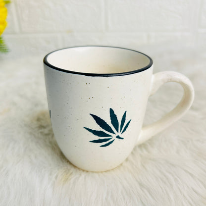 White Green Leaf Mug  (Pack of 1)