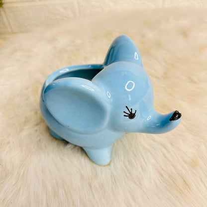Sky Blue Elephant Planter(Pack  of 1)