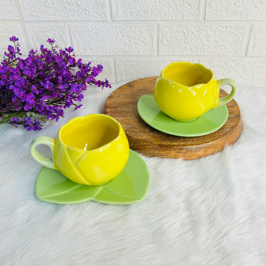 Yellow Tulip Cup & Saucer (Pack of 1)