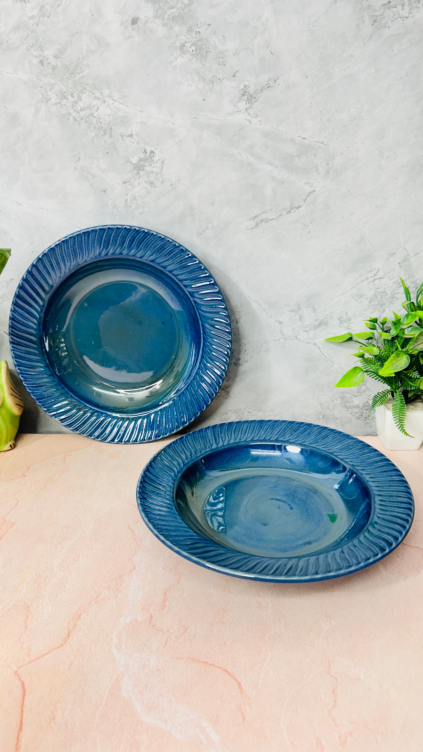 Blue Spiral Pasta Plate 10 inch (Pack of 1)