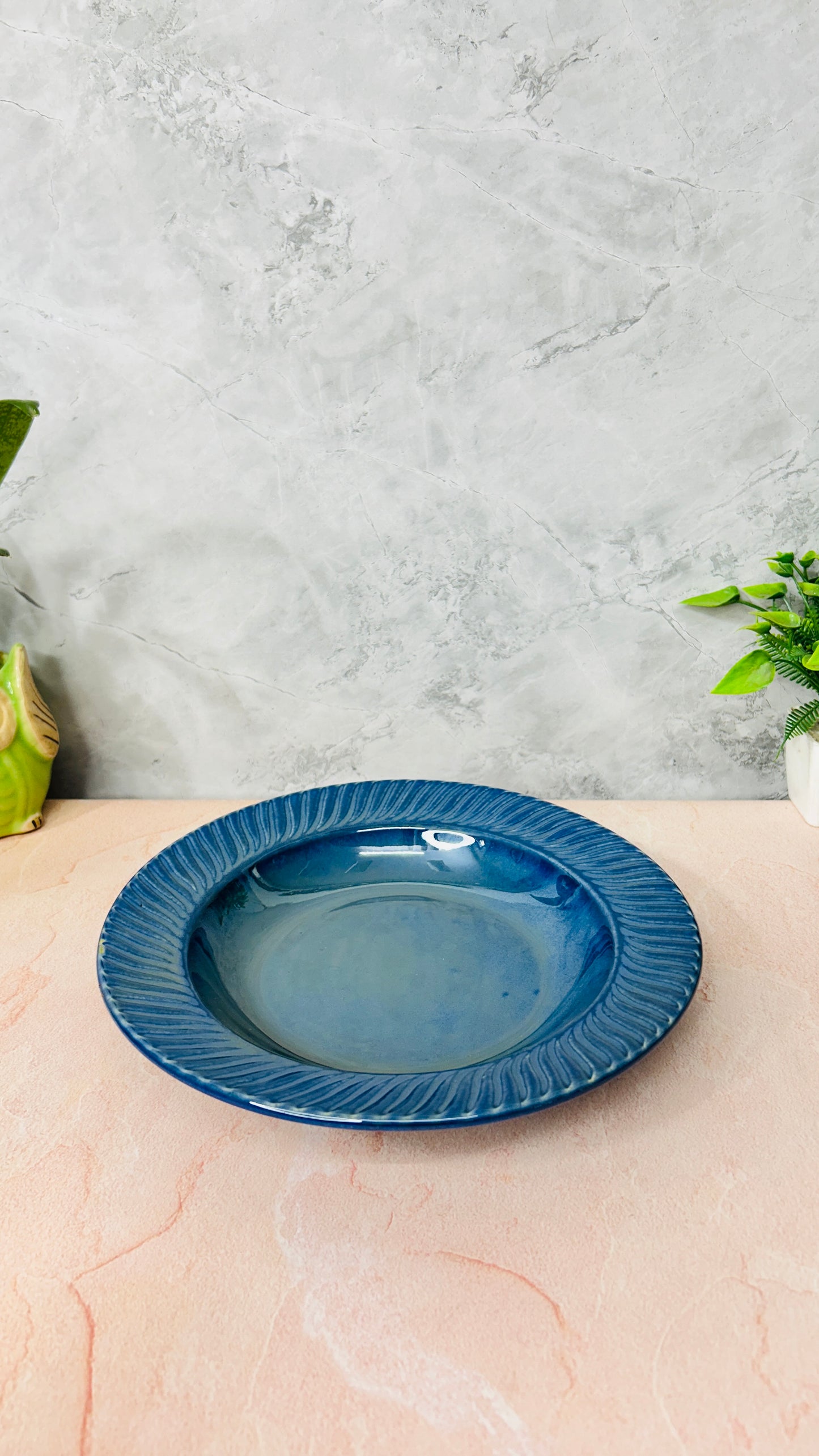 Blue Spiral Pasta Plate 10 inch (Pack of 1)