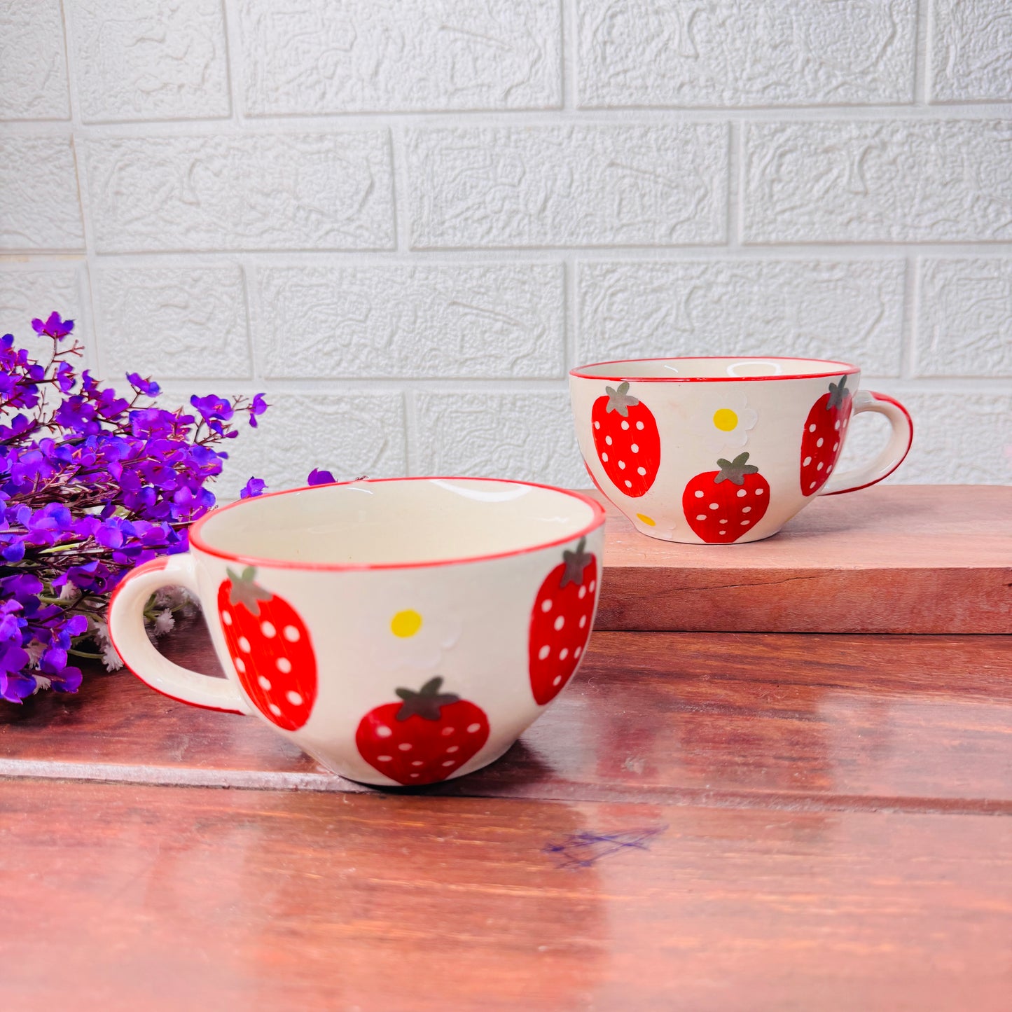 Strawberry Hand-Painted Ceramic Cup