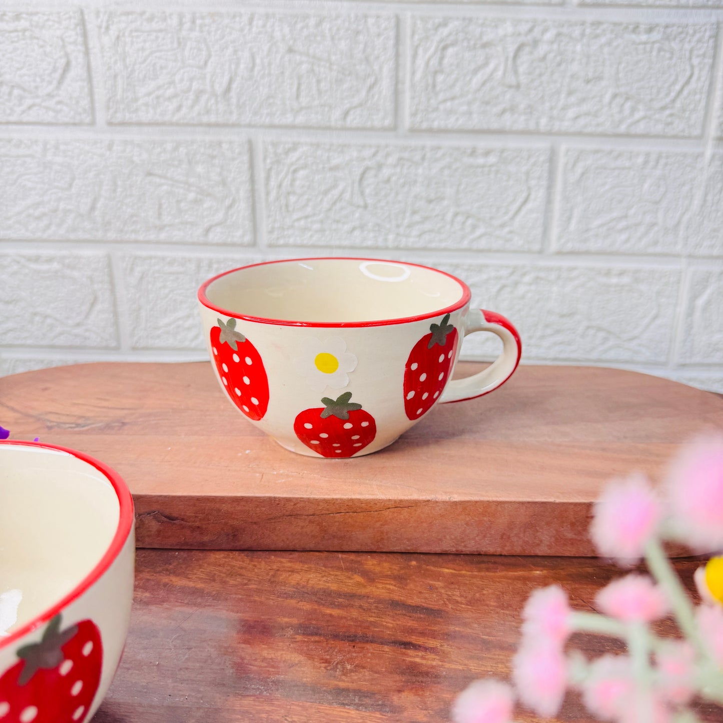 Strawberry Hand-Painted Ceramic Cup