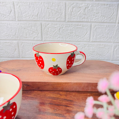 Strawberry Hand-Painted Ceramic Cup