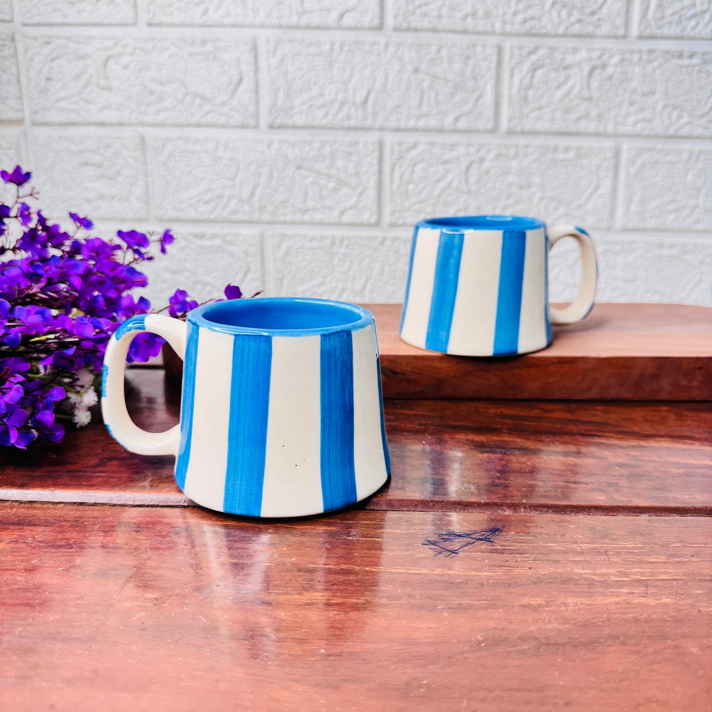 Blue Striped Handcrafted Ceramic Mug