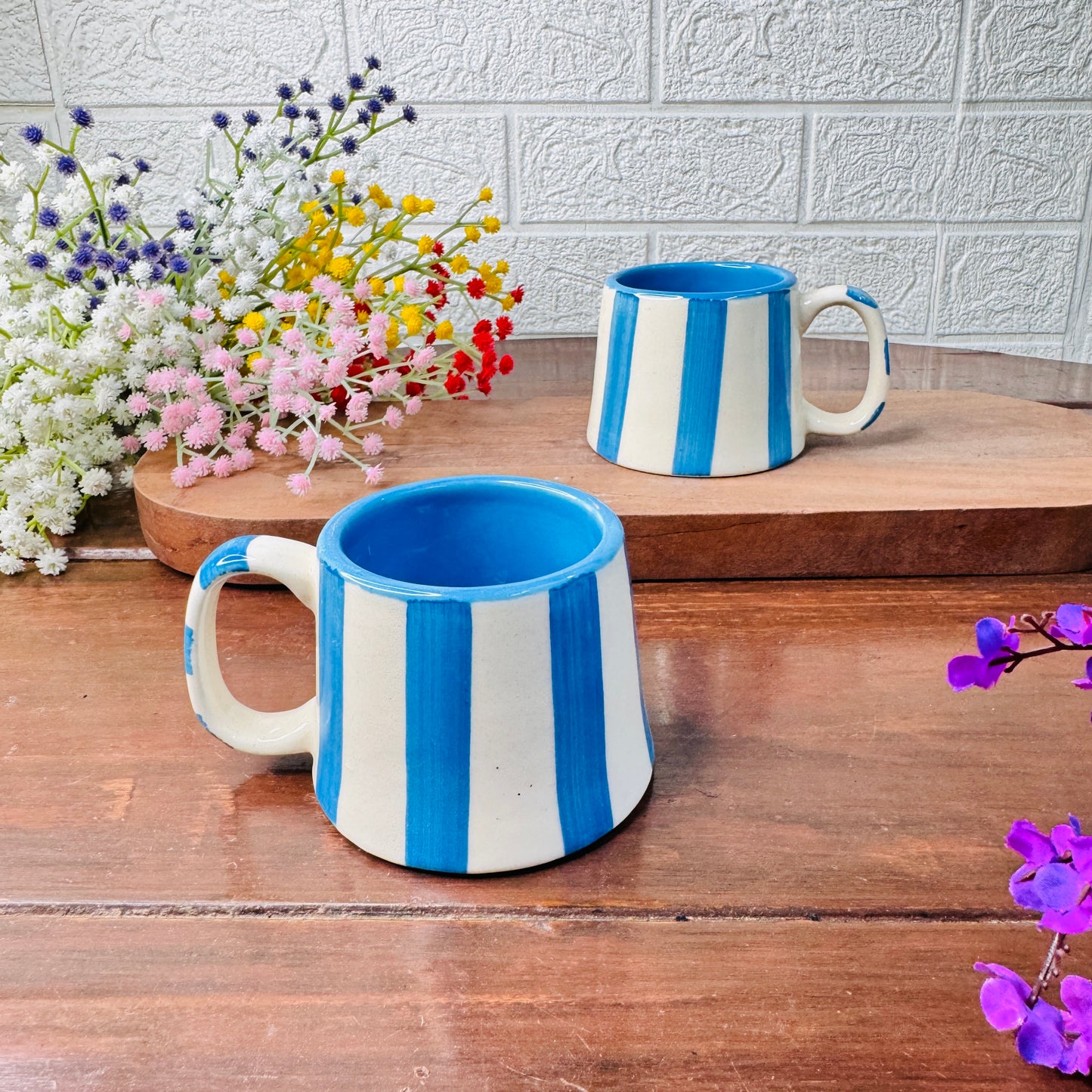 Blue Striped Handcrafted Ceramic Mug