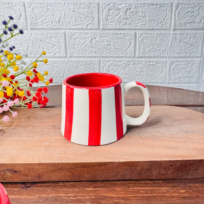 Handmade Red Striped Ceramic Mug