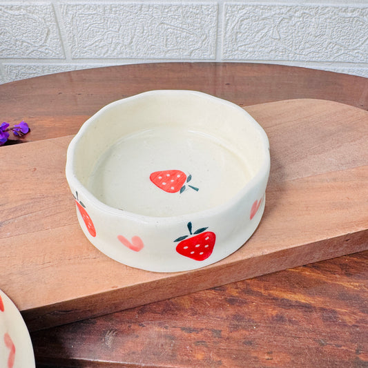 Ceramic Bowl with Strawberry Design – Cute & Whimsical