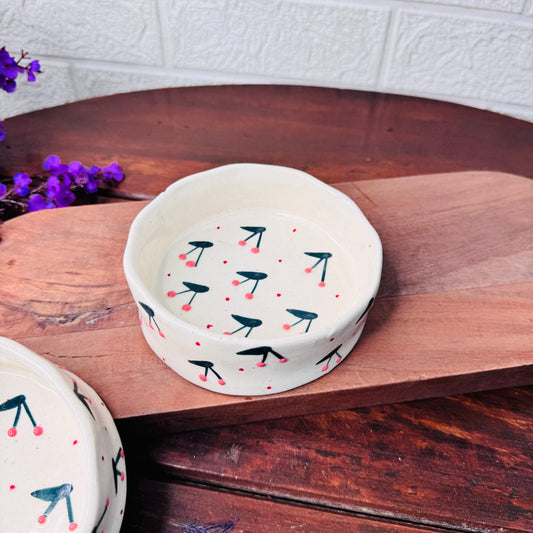 Ceramic Bowl with Cherry Pattern – Playful & Minimal