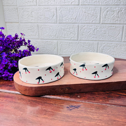 Ceramic Bowl with Cherry Pattern – Playful & Minimal