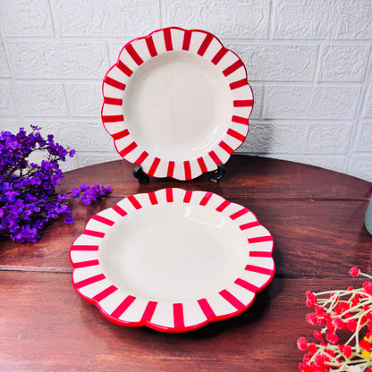Candy Stripe Scallop Ceramic Plate