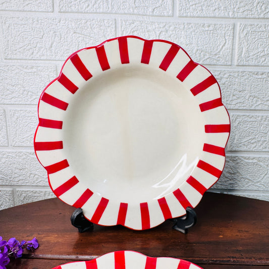 Candy Stripe Scallop Ceramic Plate