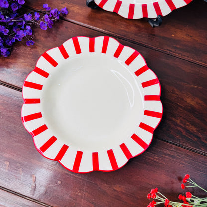 Candy Stripe Scallop Ceramic Plate