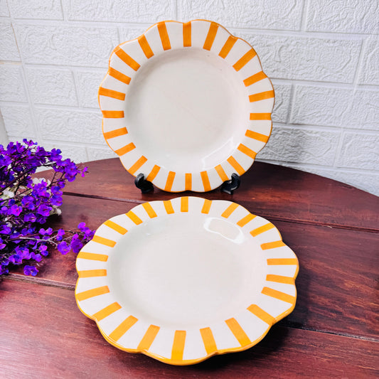 Sunset Stripe Scallop Ceramic Plate