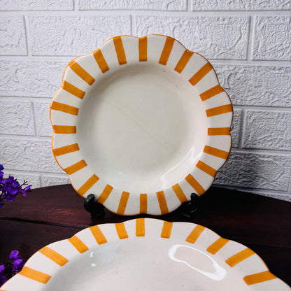 Sunset Stripe Scallop Ceramic Plate