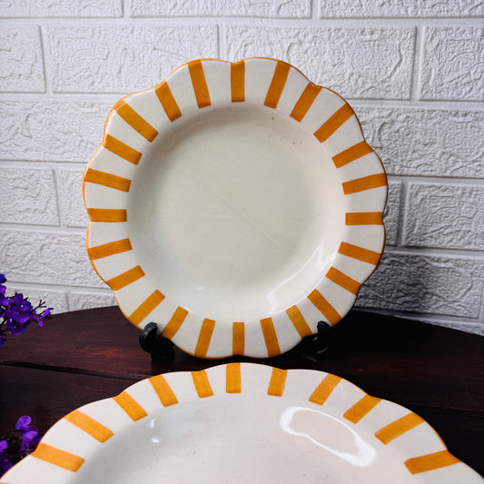 Sunset Stripe Scallop Ceramic Plate