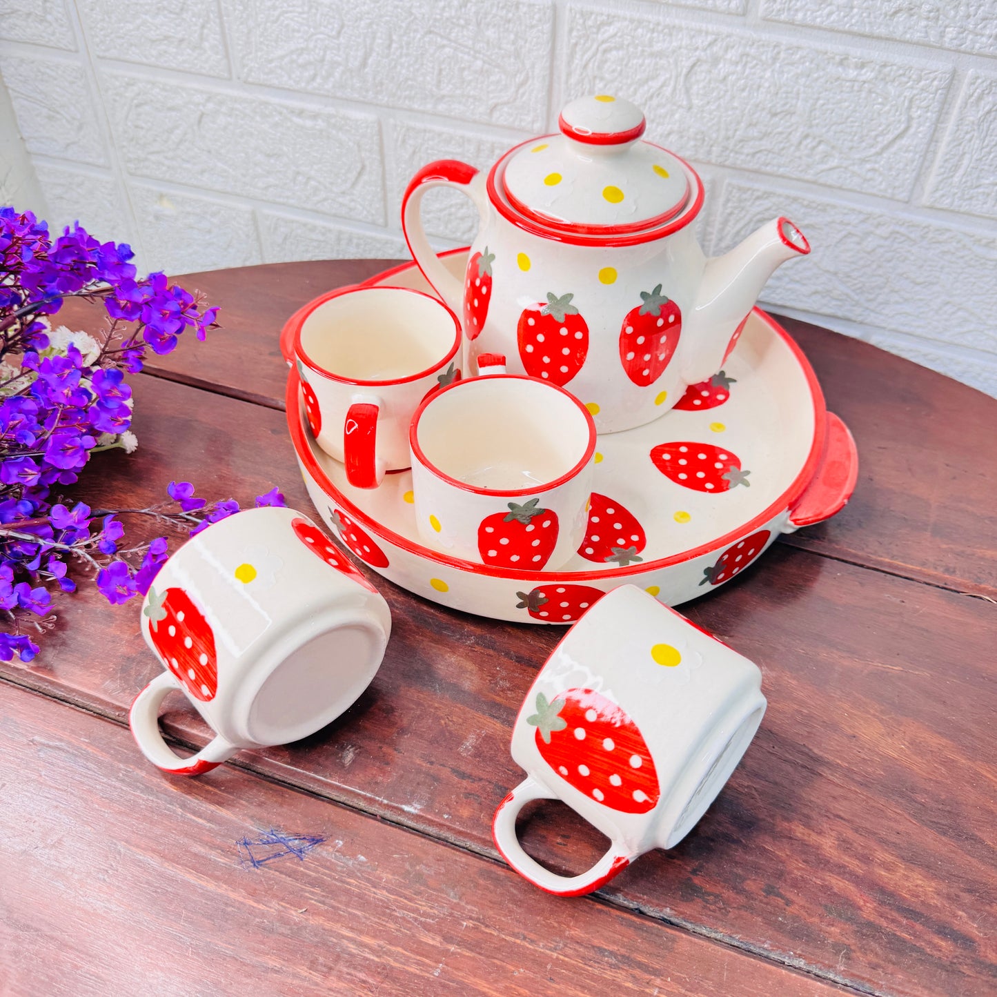 Strawberry Bliss Ceramic Tea Set