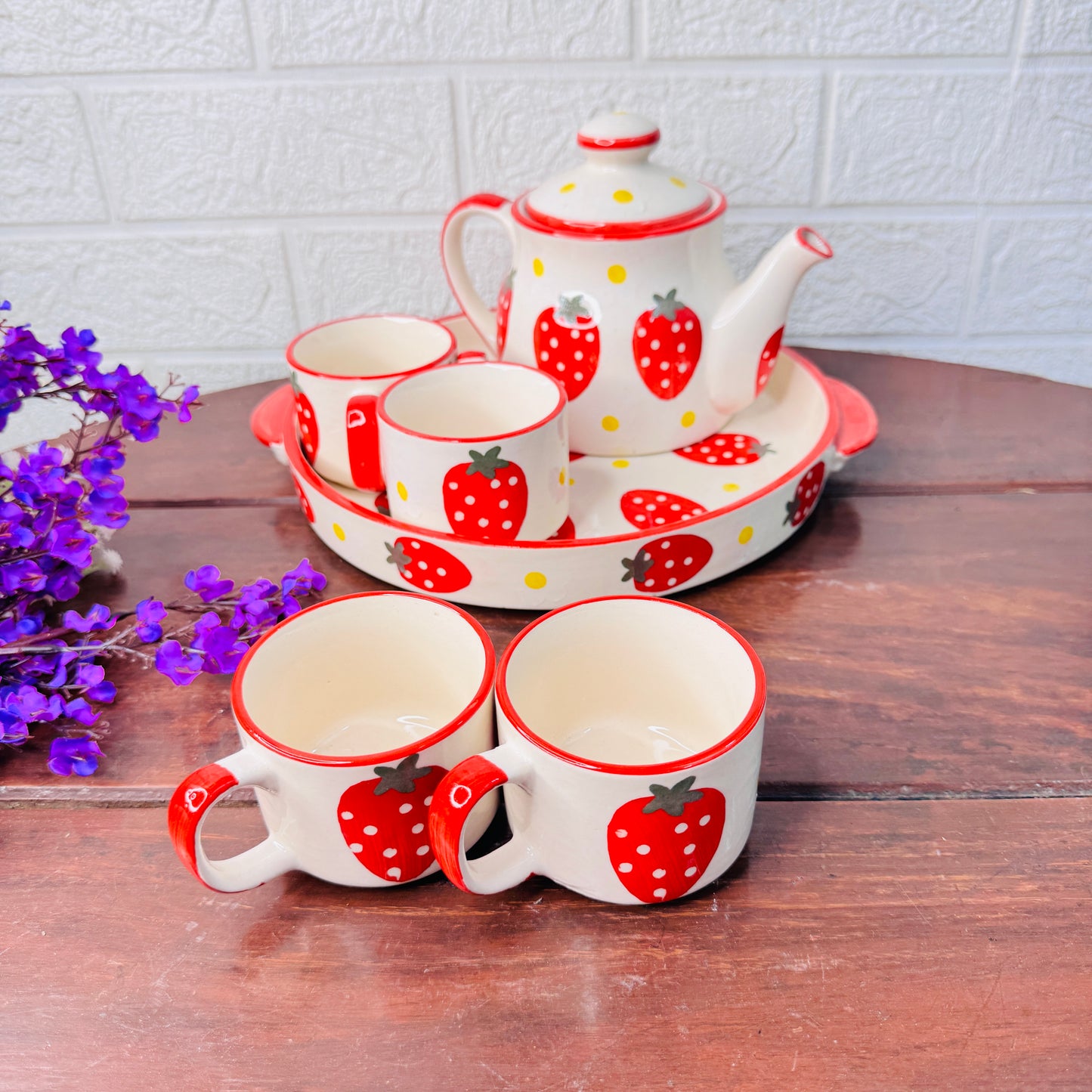 Strawberry Bliss Ceramic Tea Set