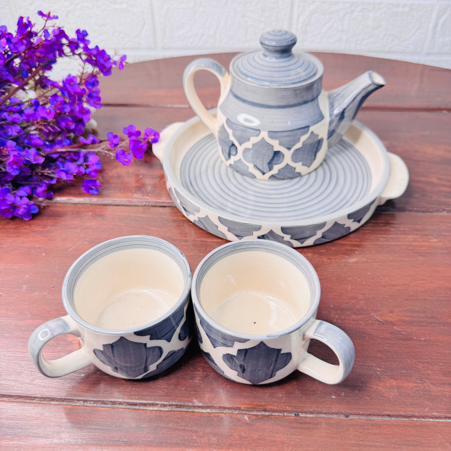 Moroccan Grey Ceramic Tea Set