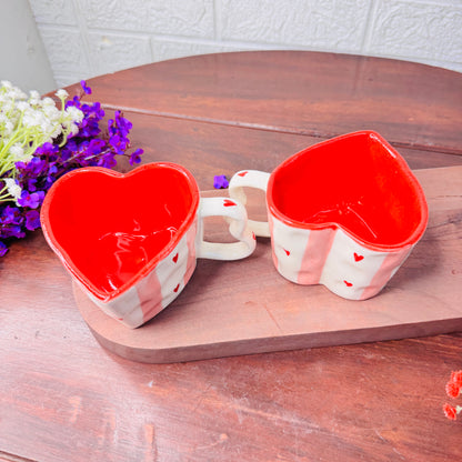 Heart-Shaped Ceramic Mug – Red & Pink Love Edition