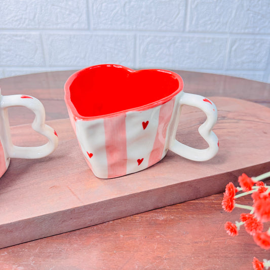 Heart-Shaped Ceramic Mug – Red & Pink Love Edition