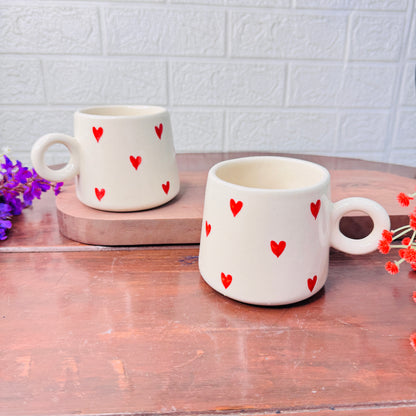 Red Hearts Ceramic Mug – Handmade with Love