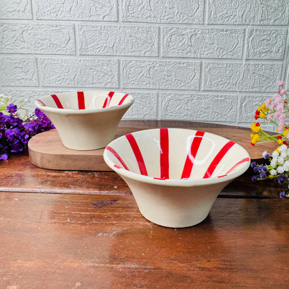 Handcrafted Red Sunburst Ceramic Snack Bowl