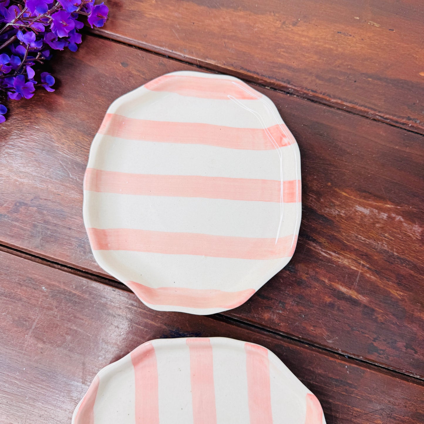 Peach Stripe Ceramic Plate