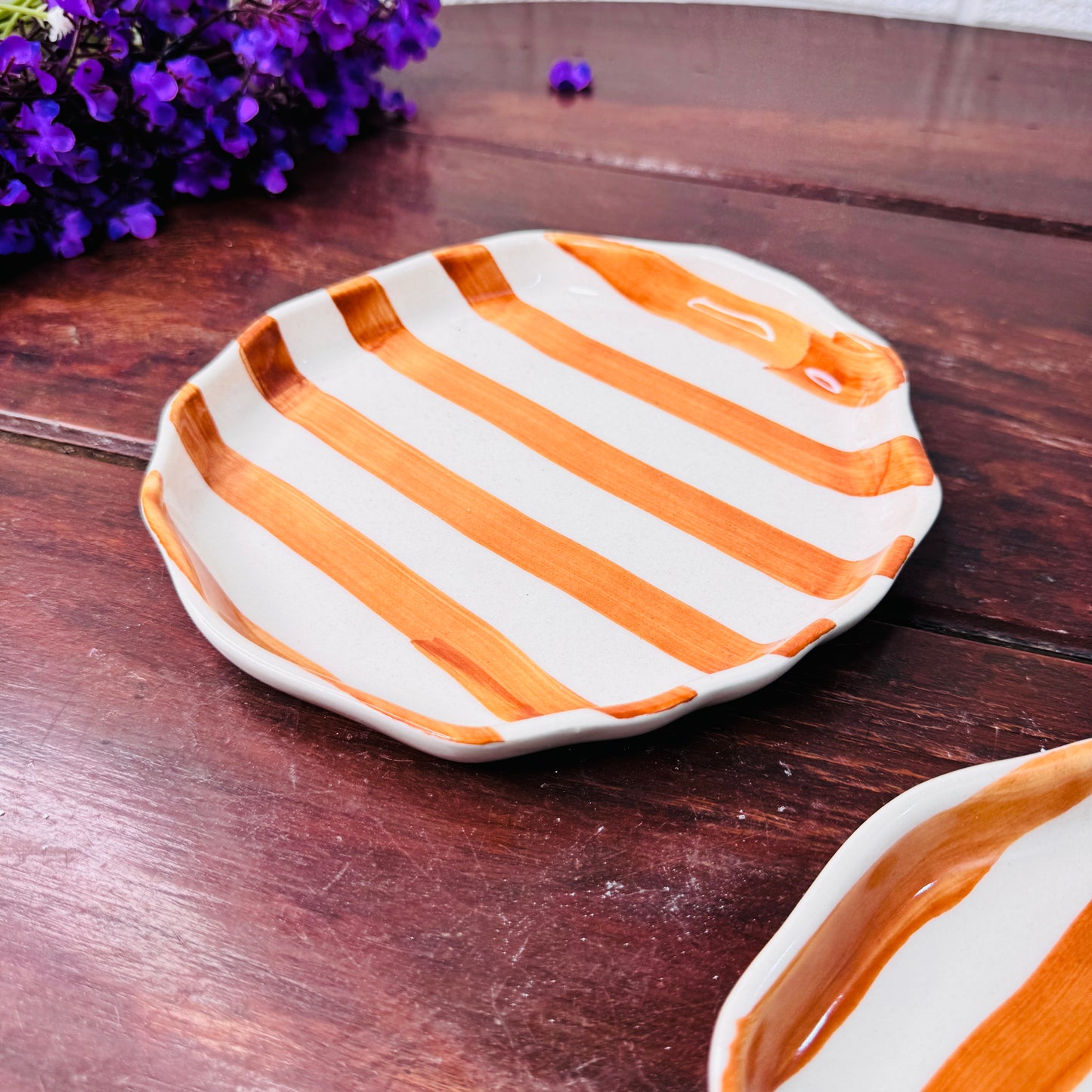 Orange Stripe Ceramic Plate