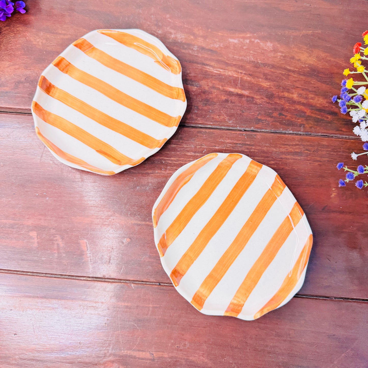 Orange Stripe Ceramic Plate