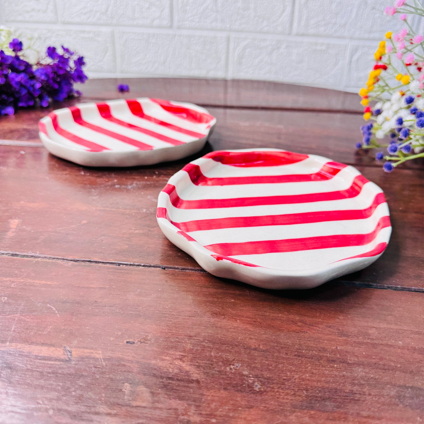 Red Stripe Ceramic Plate