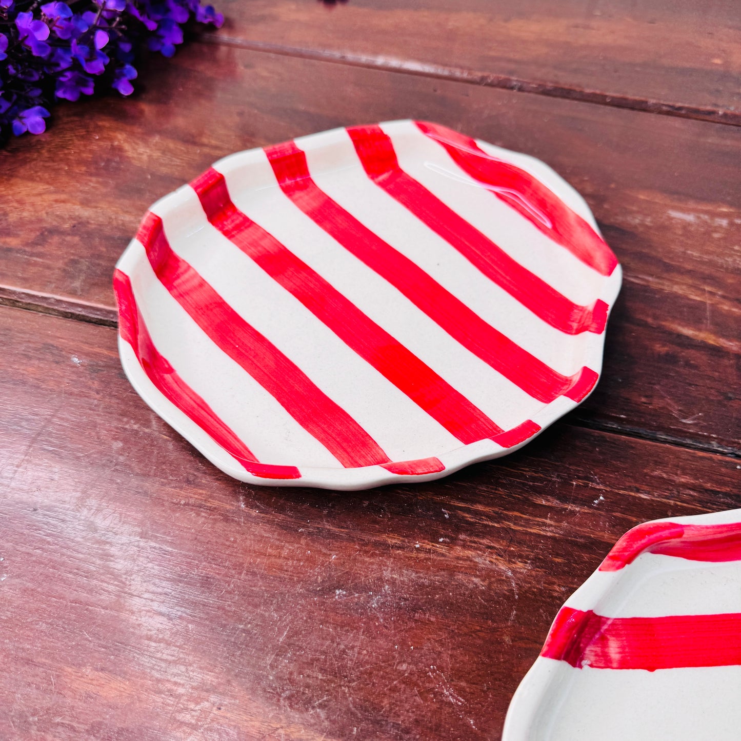 Red Stripe Ceramic Plate