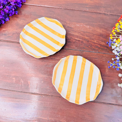 Yellow Stripe Ceramic Plate