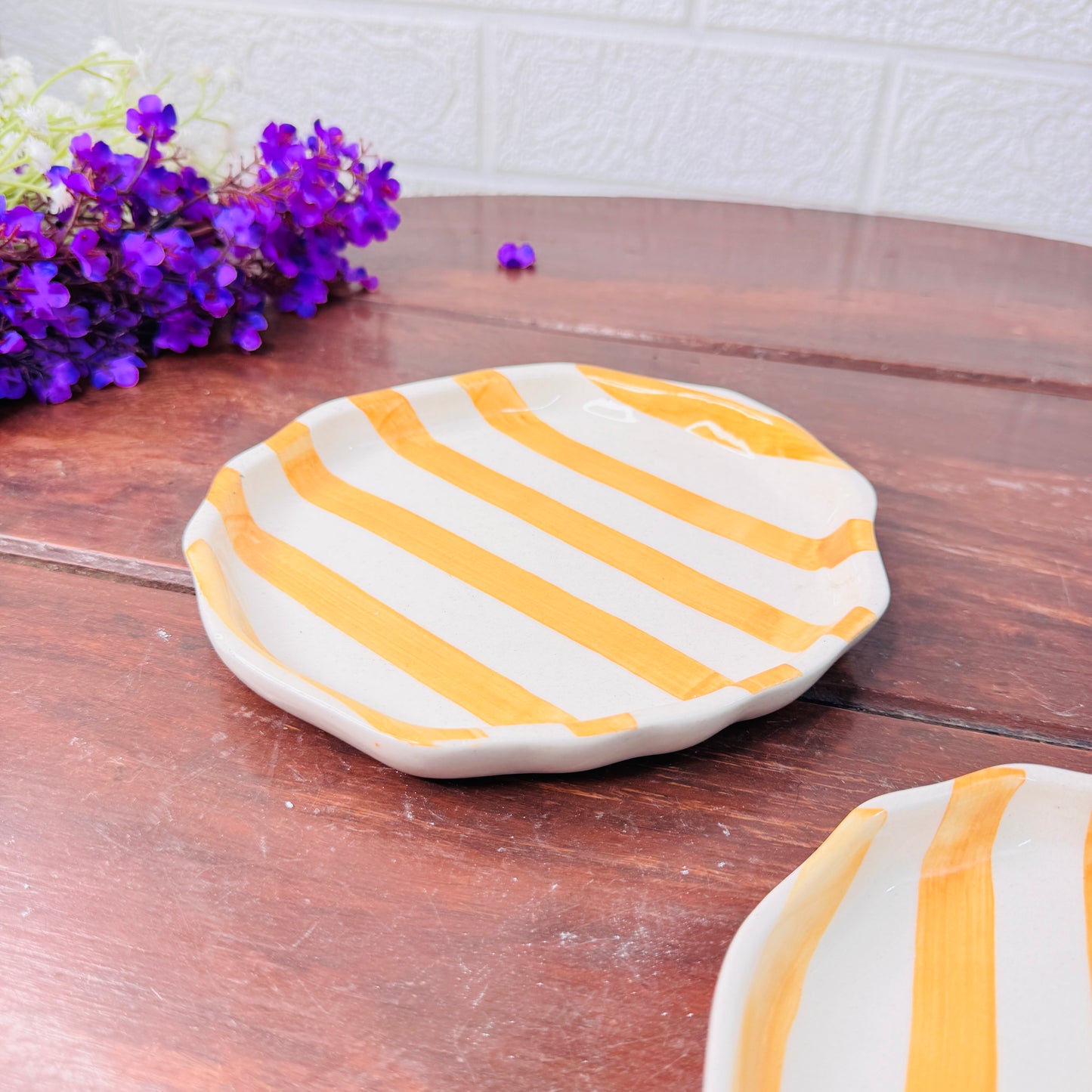 Yellow Stripe Ceramic Plate